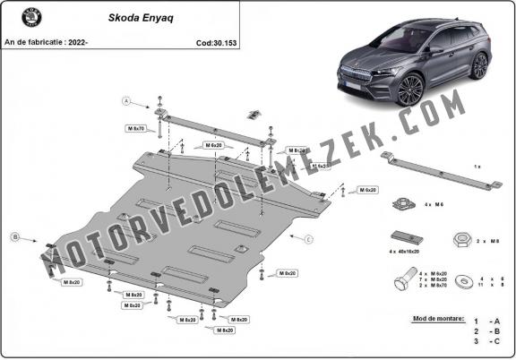Acél motor, sebességváltó, hűtő, első lökhárító védőlemez Skoda Enyaq
