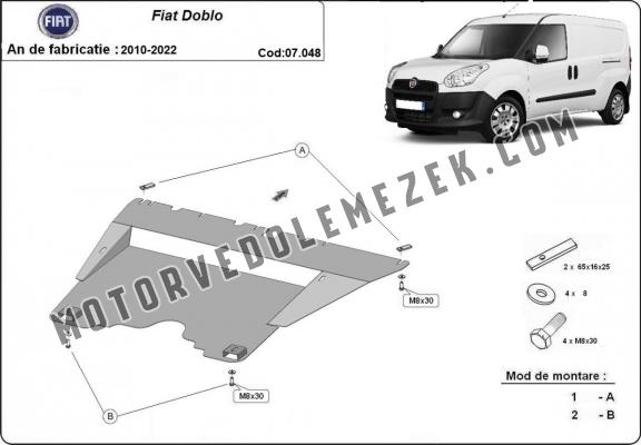 Acél motor, kapcsolószekrény, hütő védőlemez Fiat Doblo