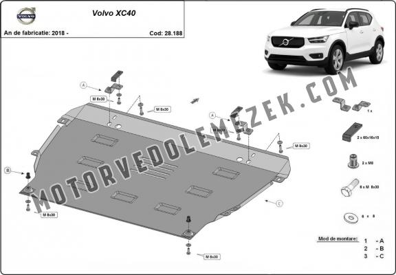 Acél motor, kapcsolószekrény, hütő védőlemez Volvo XC40