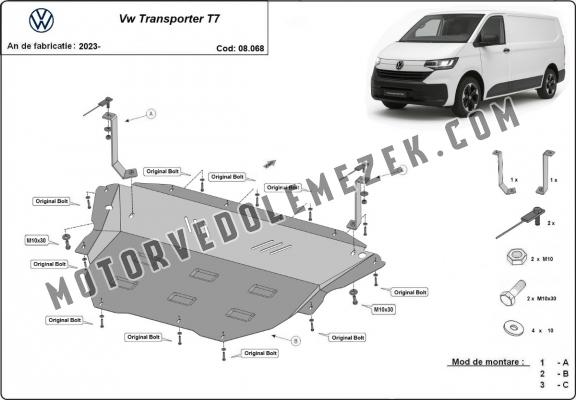 Acél motor, sebbeségváltó, hütő, első lökhárító védőlemez Volkswagen Transporter T7 Van