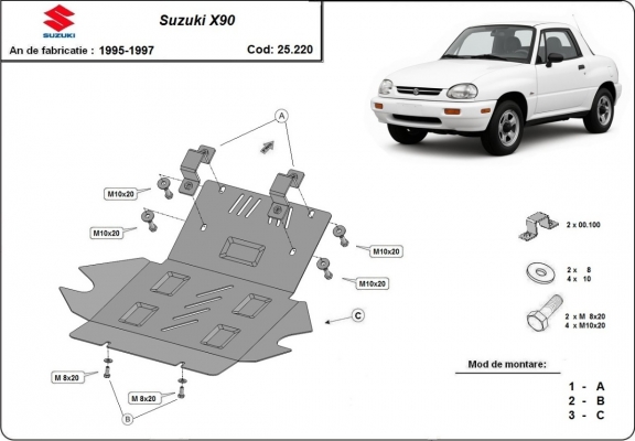 Acél motor, hűtő védőlemez Suzuki X90