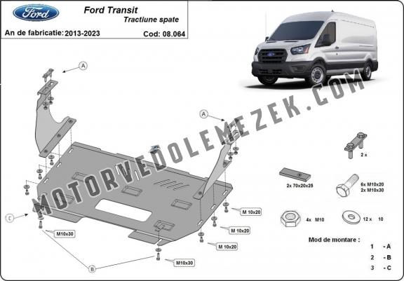 Acél motor, kapcsolószekrény, hütő védőlemez Ford Transit - RWD