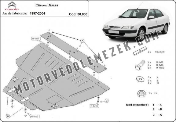 Acél motor, kapcsolószekrény védőlemez Citroen Xsara