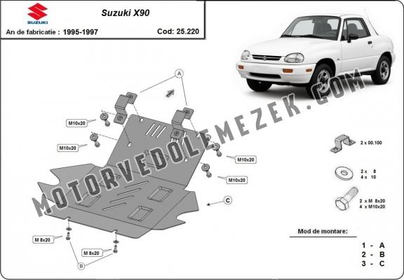 Acél motor, hütő védőlemez Suzuki X90