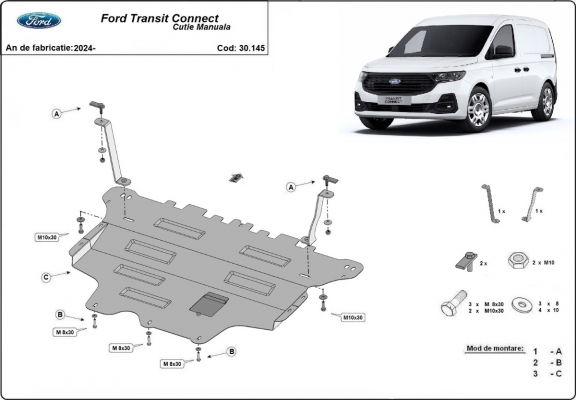 Acél motor, kapcsolószekrény, hütő védőlemez Ford Transit Connect