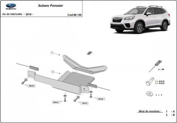 Acél hátsó differenciálmű védőlemez Subaru Forester