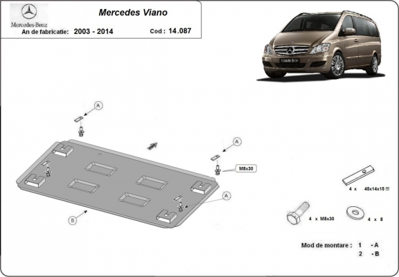 Motor, karter- védő acéllemez Mercedes Viano W639 - 2.2 D 4x2