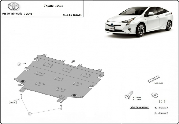 Alumínium motor, sebességváltó, hűtő, első lökhárító védőlemez Toyota Prius