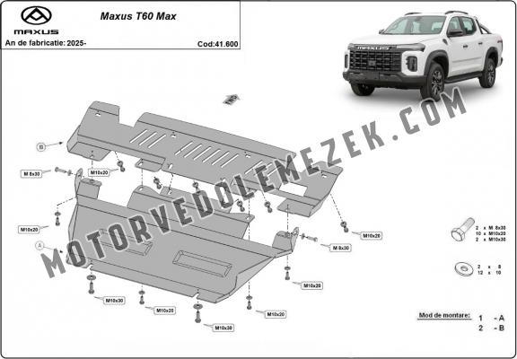 Acél motor-, hűtő védőlemez Maxus T60 Max