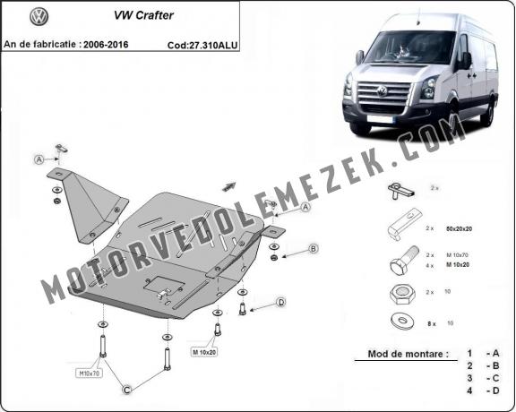 Alumínium motor, kapcsolószekrény védőlemez Volkswagen Crafter