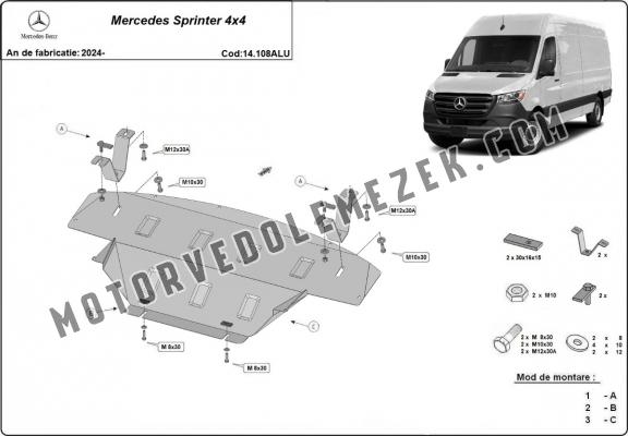 Alumínium motor, kapcsolószekrény védőlemez Mercedes Sprinter 907 4x4