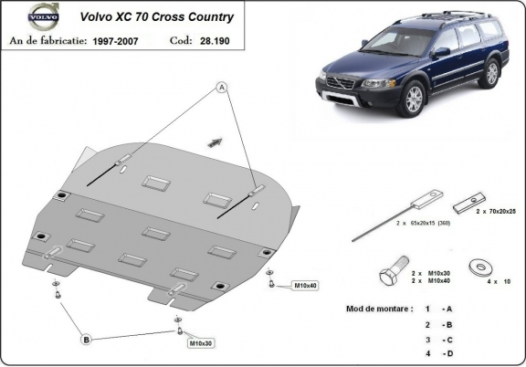 Acél motor, kapcsolószekrény védőlemez Volvo XC70