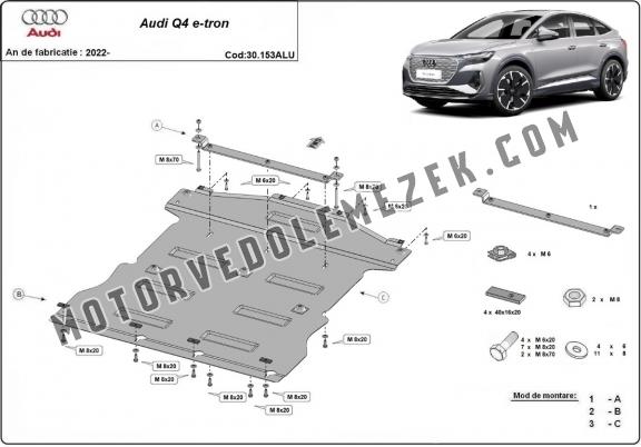 Alumínium motor-, sebességváltó-, hűtő- és első lökhárító védőlemez Audi Q 4 e-tron