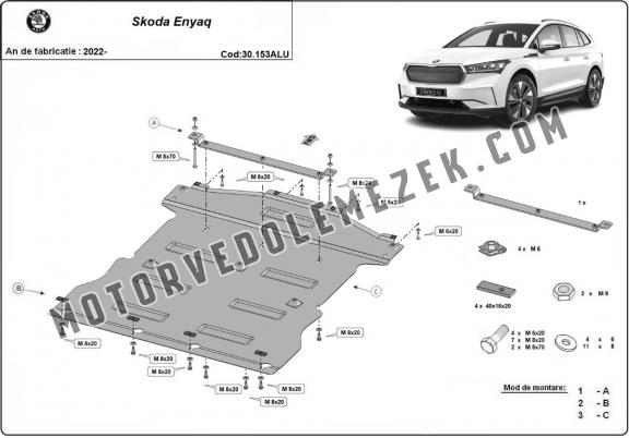 Alumínium motor, kapcsolószekrény, hütő védőlemez Skoda Enyaq
