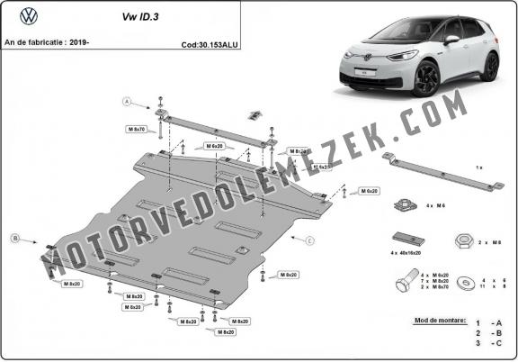 Aluminum motor, sebbeségváltó, hütő, első lökhárító védőlemez Volkswagen ID.3