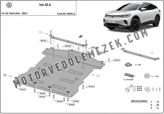 Aluminum motor, sebbeségváltó, hütő, első lökhárító védőlemez Volkswagen ID.4