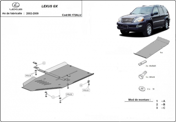Alumínium kapcsolószekrény védőlemez Lexus GX