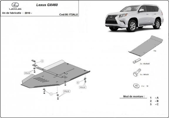 Alumínium kapcsolószekrény védőlemez Lexus GX460
