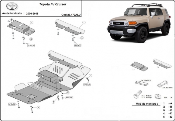 Motor, karter- védő Alumíniumlemez FJ Cruiser