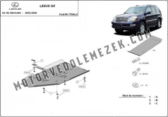 Aluminum kapcsolószekrény védőlemez Lexus GX