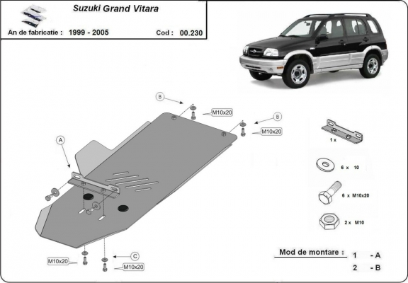 Acél kapcsolószekrény védőlemez Suzuki Grand Vitara