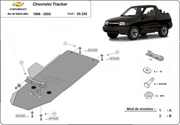 Acél kapcsolószekrény védőlemez Chevrolet Tracker