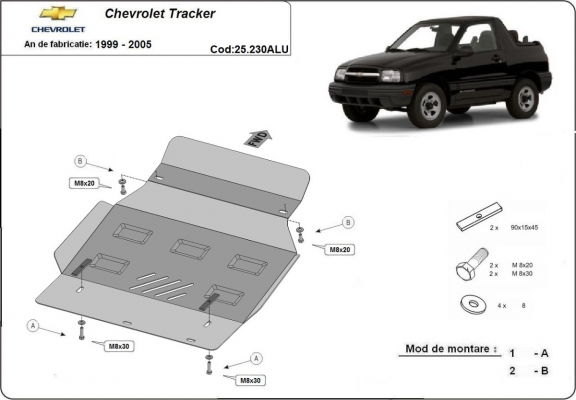Alumínium motor, sebességváltó, hűtő, első lökhárító védőlemez Chevrolet Tracker
