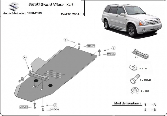 Aluminum kapcsolószekrény védőlemez Suzuki Grand Vitara XL7