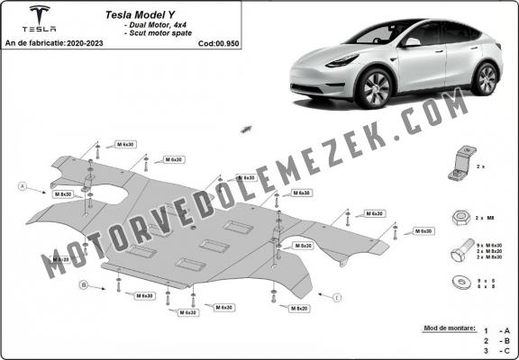 Hátsó villanymotor pajzs Tesla Model Y AWD