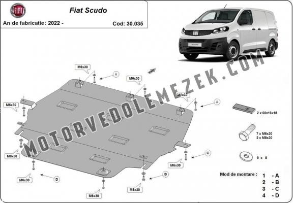 Acél motor, kapcsolószekrény, hütő védőlemez Fiat Scudo