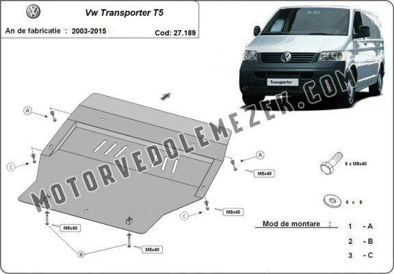 Acél motor, sebbeségváltó, hütő, első lökhárító védőlemez Volkswagen Transporter T5