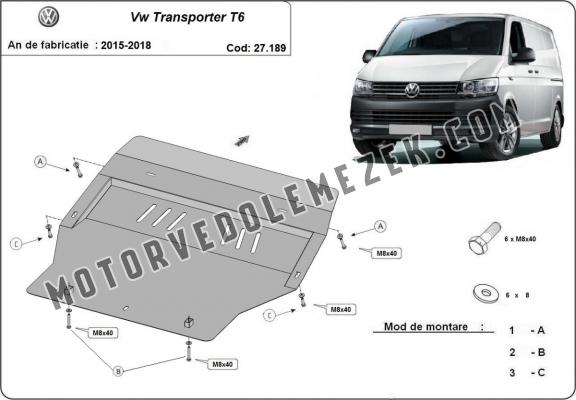 Acél motor, sebbeségváltó, hütő, első lökhárító védőlemez Volkswagen Transporter T6