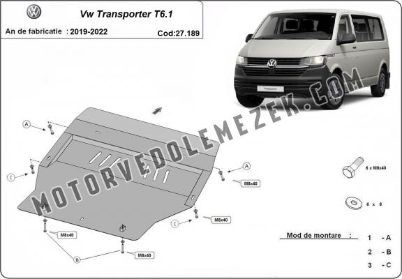 Acél motor, sebbeségváltó, hütő, első lökhárító védőlemez Volkswagen Transporter T6.1