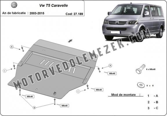Acél motor, sebbeségváltó, hütő, első lökhárító védőlemez Volkswagen Caravelle T5