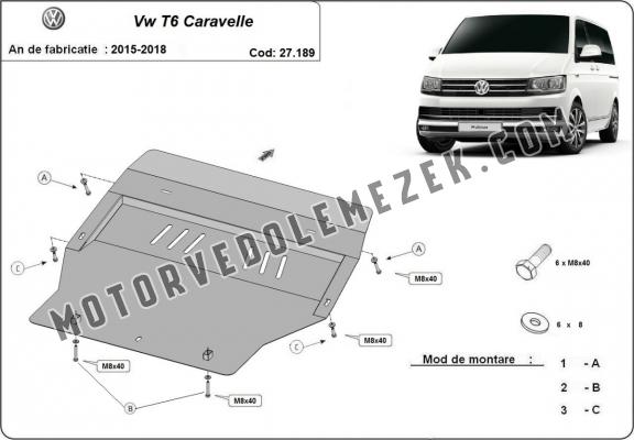 Acél motor, sebbeségváltó, hütő, első lökhárító védőlemez Volkswagen Transporter T6 - Caravelle