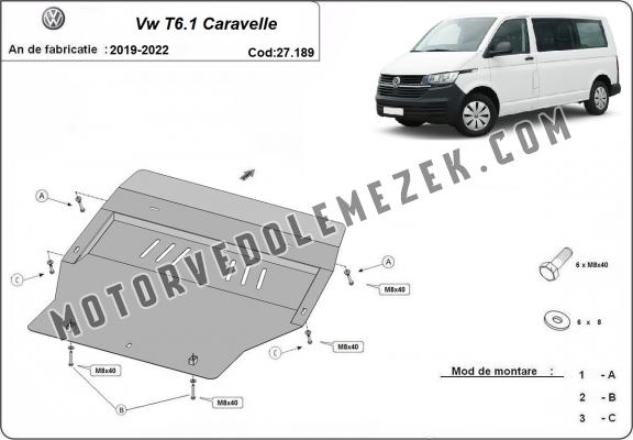 Acél motor, sebbeségváltó, hütő, első lökhárító védőlemez Volkswagen Transporter T6.1 - Caravelle