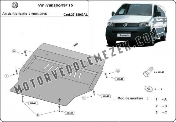 Galvanizált acél motor, sebbeségváltó, hütő, első lökhárító védőlemez Volkswagen Transporter