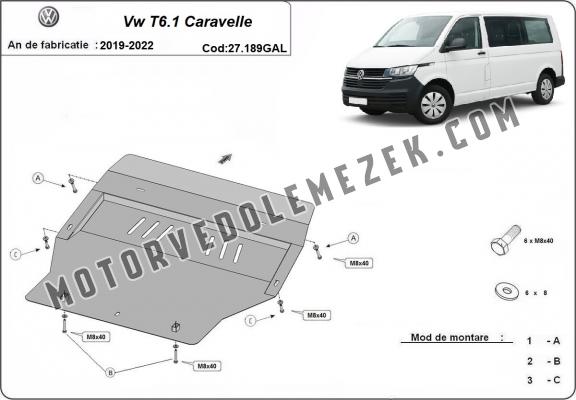 Galvanizált acél motor, sebbeségváltó, hütő, első lökhárító védőlemez Volkswagen Transporter T6.1 Caravelle