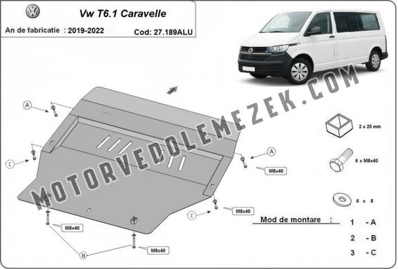 Aluminum motor, sebbeségváltó, hütő, első lökhárító védőlemez Volkswagen Transporter T6.1 Caravelle