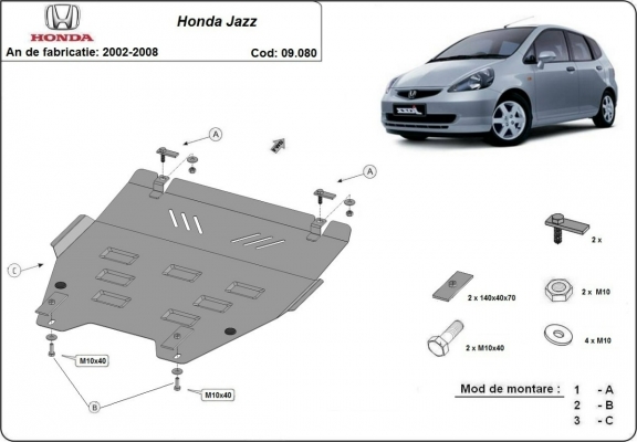 Acél motor, hűtő védőlemez Honda Jazz