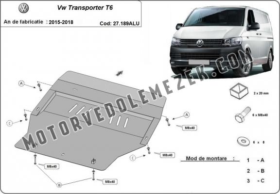 Aluminum skid plate for Volkswagen Transporter T6