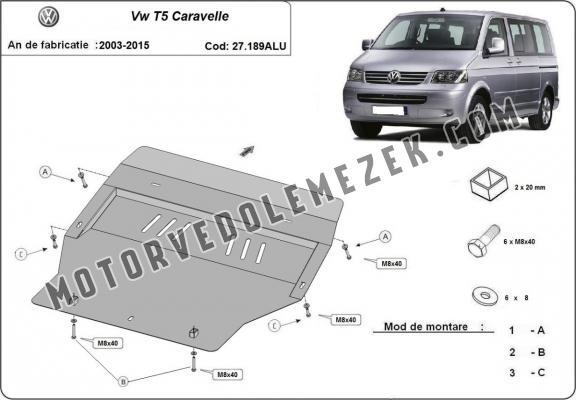 Aluminum skid plate for Volkswagen Transporter T5 Caravelle