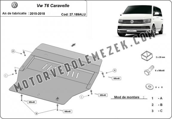 Aluminum skid plate for Volkswagen Transporter T6 Caravelle
