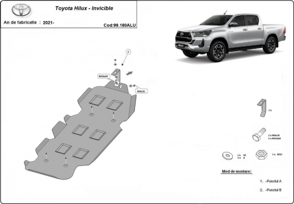 Aluminium üzemanzagtartály védőlemez Toyota Hilux Invincible