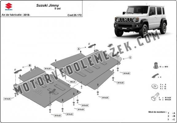Steel transfer case skid plate for Suzuki Jimny - 5-door model