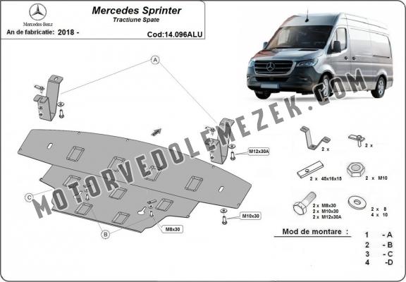Alumínium motor,  hűtő, első lökhárító védőlemez Mercedes Sprinter - RWD