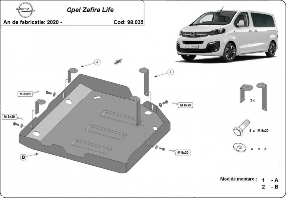 Acél AdBlue tartályvédő lemez Opel Zafira Life