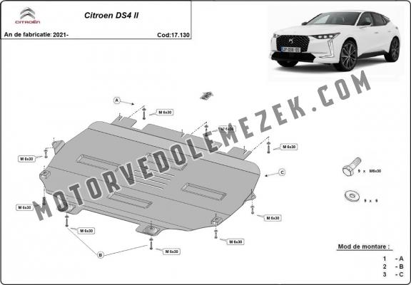Acél motor, kapcsolószekrény, hütő védőlemez Citroen DS 4 II