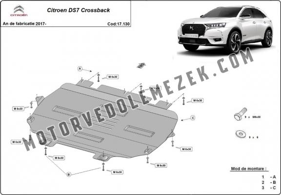 Acél motor, kapcsolószekrény, hütő védőlemez Citroen DS 7 Crossback