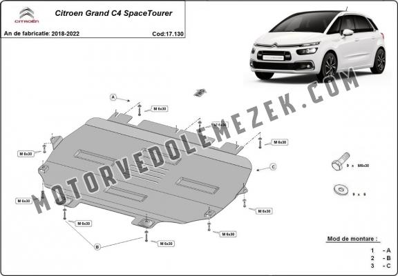 Acél motor, kapcsolószekrény, hütő védőlemez Citroen Grand C4 SpaceTourer